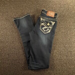 Hydraulic Bailey Micro Boot Jeans  Womens 7/8 Dark Wash Embroidered Flap Pocket